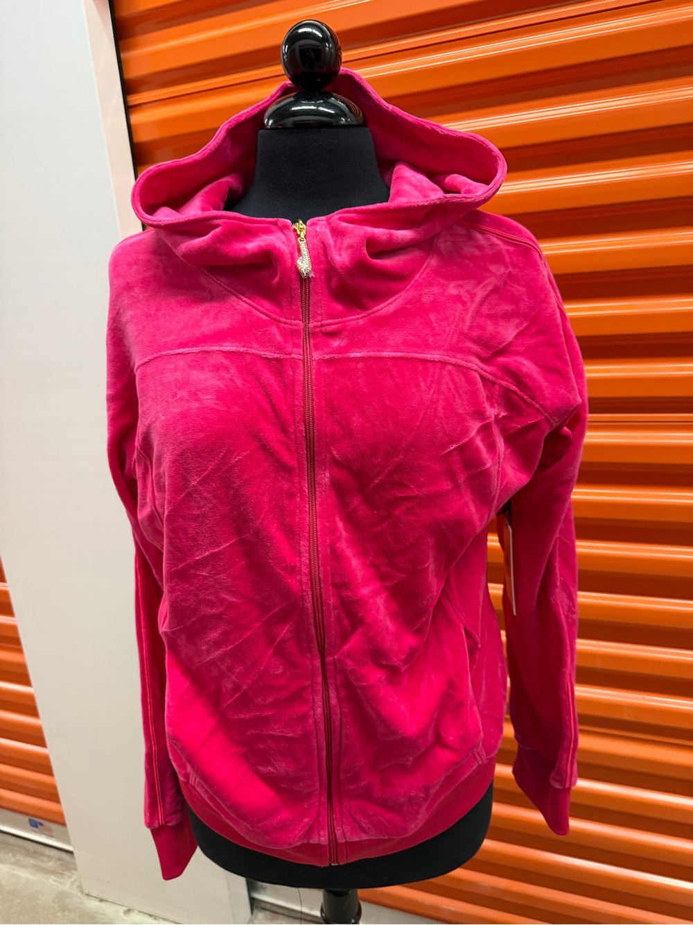 NWT Juicy Couture Women's Hot Pink Velour Zip-Up Hoodie Size XL